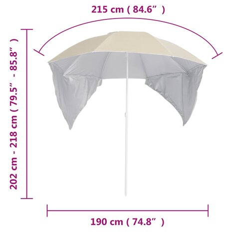 Strandparasol met zijwanden 215 cm zandkleurig 9