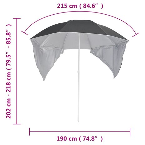 Strandparasol met zijwanden 215 cm antracietkleurig 9