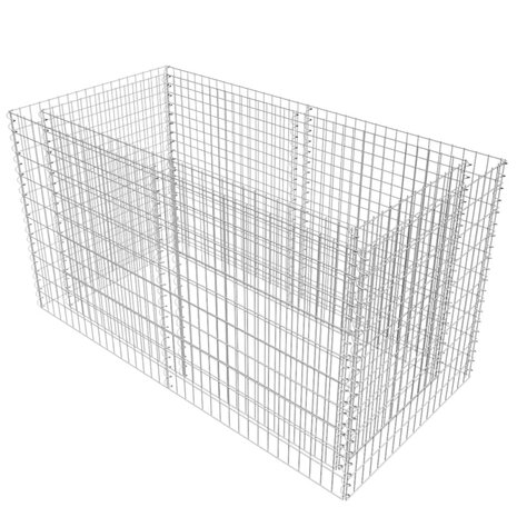 Gabion plantenbak verhoogd 180x90x100 cm staal zilverkleurig 2