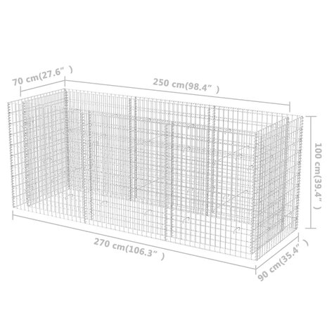 Gabion plantenbak verhoogd 270x90x100 cm staal 6