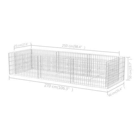 Gabion plantenbak verhoogd 270x90x50 cm staal 6