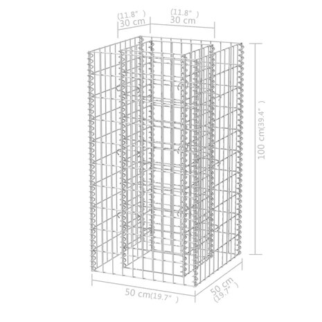 Gabion plantenbak verhoogd 50x50x100 cm staal 6