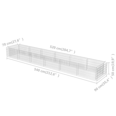 Gabion plantenbak verhoogd 540x90x50 cm gegalvaniseerd staal 8