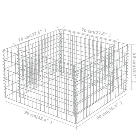 Gabion plantenbak verhoogd 90x90x50 cm gegalvaniseerd staal 7