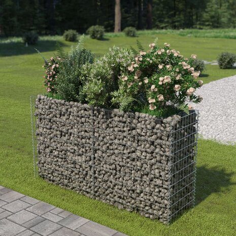 Gabion plantenbak verhoogd 180x50x100 cm gegalvaniseerd staal 1