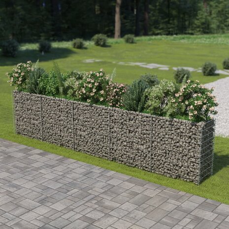 Gabion plantenbak verhoogd 450x50x100 cm gegalvaniseerd staal 1