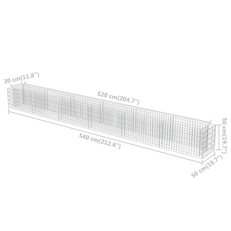 Gabion plantenbak verhoogd 540x50x50 cm gegalvaniseerd staal 8