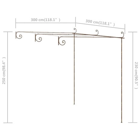 Tuinpergola 3x3x2,5 m ijzer antiekbruin 7