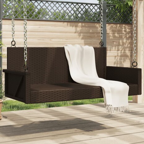 Schommelbank 119x56x48 cm poly rattan bruin 1