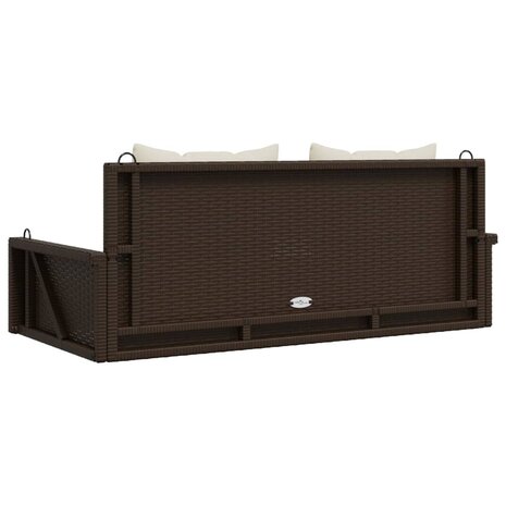 Schommelbank met kussens 119x56x48 cm poly rattan bruin 6