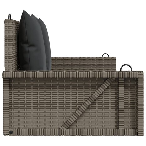 Schommelbank met kussens 119x56x48 cm poly rattan grijs 5