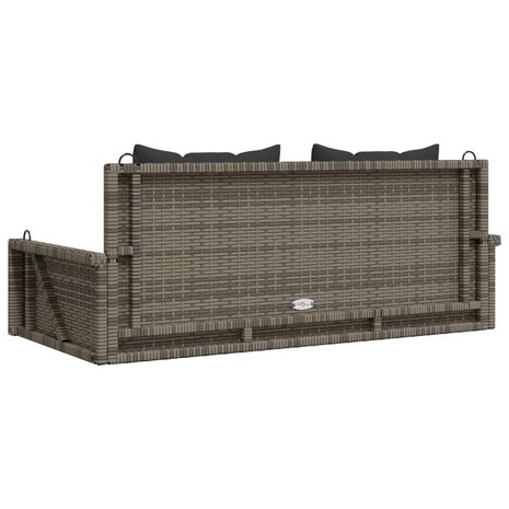 Schommelbank met kussens 119x56x48 cm poly rattan grijs 6