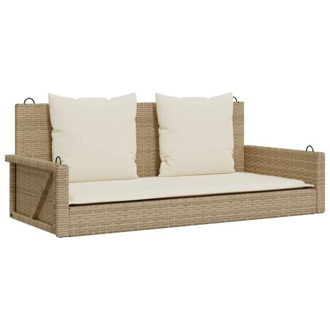 Schommelbank met kussens 119x56x48 cm poly rattan beige 2