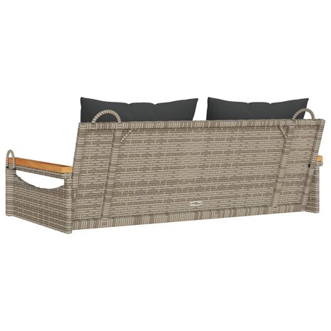 Schommelbank met kussens 109x62x40 cm poly rattan grijs 6