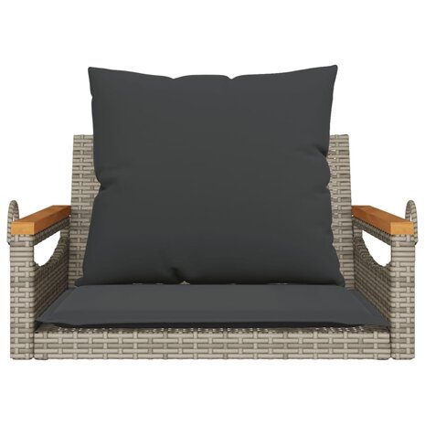 Schommelbank met kussens 63x62x40 cm poly rattan grijs 4