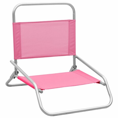 Strandstoelen 2 st inklapbaar stof roze 2