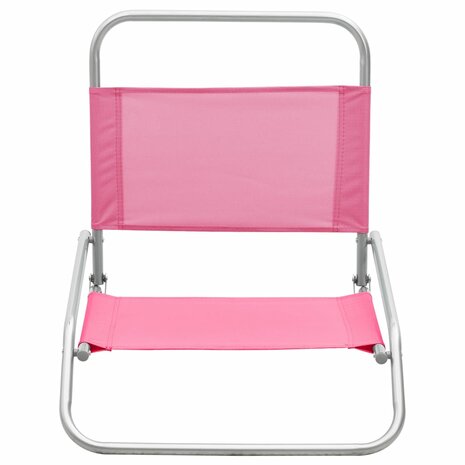 Strandstoelen 2 st inklapbaar stof roze 3