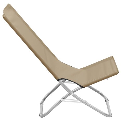 Strandstoelen 2 st inklapbaar stof taupe 4