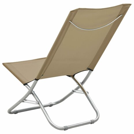 Strandstoelen 2 st inklapbaar stof taupe 5