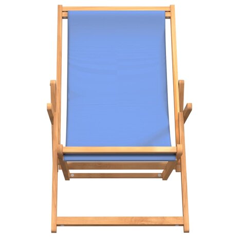 Strandstoel inklapbaar massief teakhout blauw 3