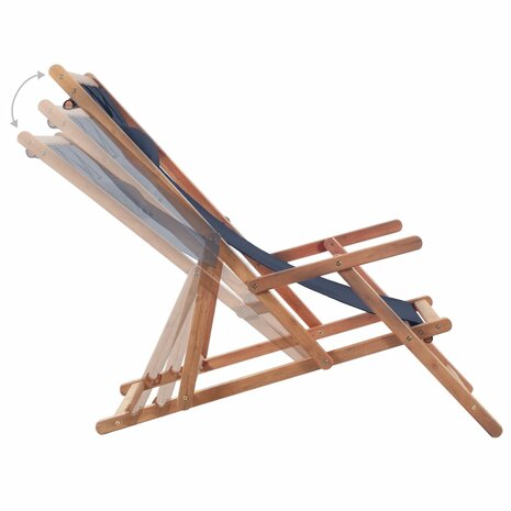 Strandstoel inklapbaar stof en houten frame blauw 5