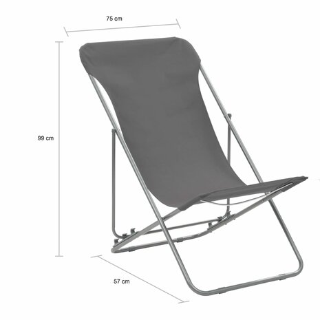 Strandstoelen inklapbaar 2 st staal en oxford stof grijs 10