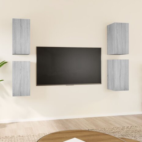 Tv-meubelen 4 st 30,5x30x60 cm bewerkt hout grijs sonoma eiken 1