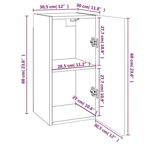 Tv-meubels 7 st 30,5x30x60 cm bewerkt hout gerookt eikenkleurig 7