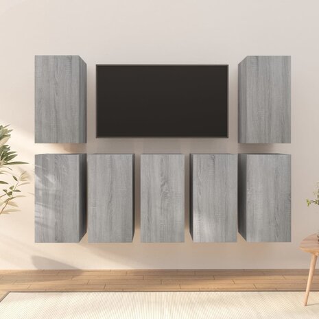 Tv-meubels 7 st 30,5x30x60 cm bewerkt hout grijs sonoma eiken 1