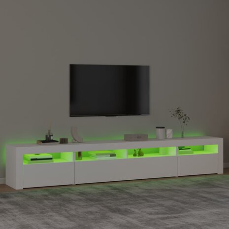 Tv-meubel met LED-verlichting 240x35x40 cm wit 4