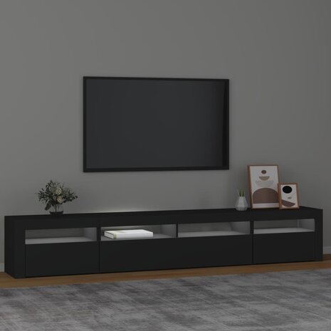 Tv-meubel met LED-verlichting 240x35x40 cm zwart 3