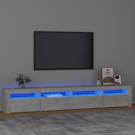 Tv-meubel met LED-verlichting 240x35x40 cm betongrijs 1