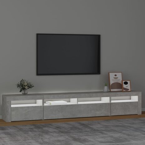 Tv-meubel met LED-verlichting 240x35x40 cm betongrijs 3