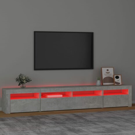 Tv-meubel met LED-verlichting 240x35x40 cm betongrijs 5