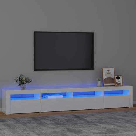 Tv-meubel met LED-verlichting 240x35x40 cm hoogglans wit 1