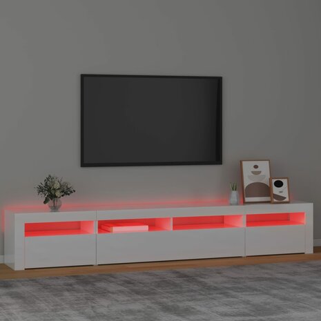 Tv-meubel met LED-verlichting 240x35x40 cm hoogglans wit 5