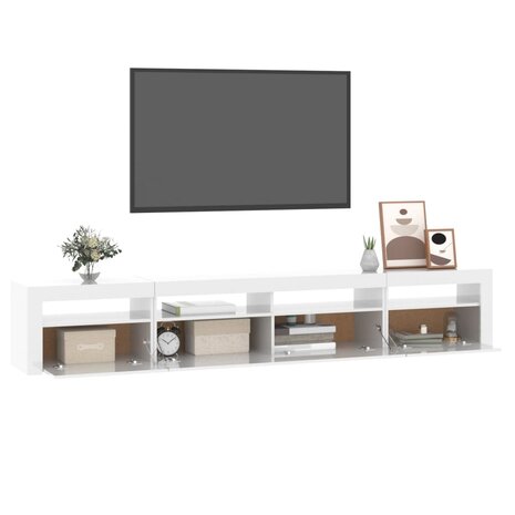 Tv-meubel met LED-verlichting 240x35x40 cm hoogglans wit 6