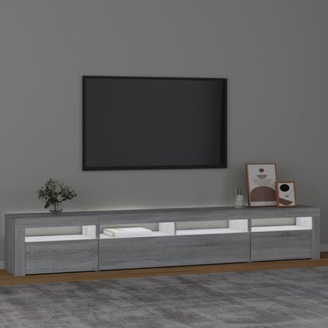 Tv-meubel met LED-verlichting 240x35x40 cm grijs sonoma eiken 3