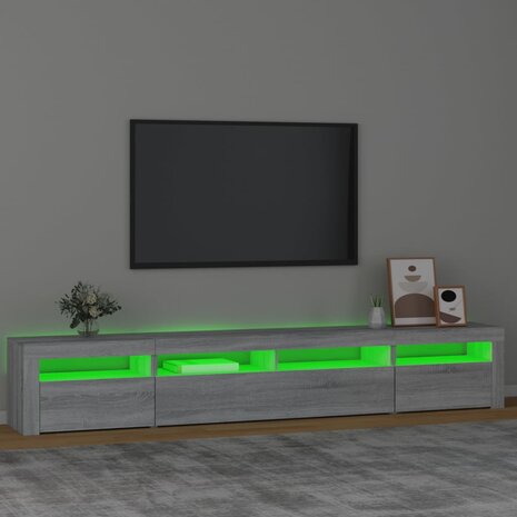 Tv-meubel met LED-verlichting 240x35x40 cm grijs sonoma eiken 4