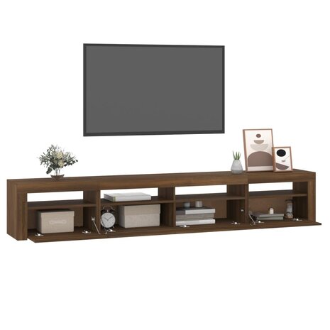 Tv-meubel met LED-verlichting 240x35x40 cm bruin eikenkleur 6