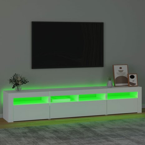 Tv-meubel met LED-verlichting 210x35x40 cm wit 4