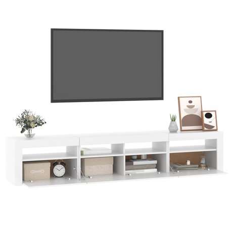 Tv-meubel met LED-verlichting 210x35x40 cm wit 6