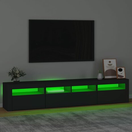 Tv-meubel met LED-verlichting 210x35x40 cm zwart 4