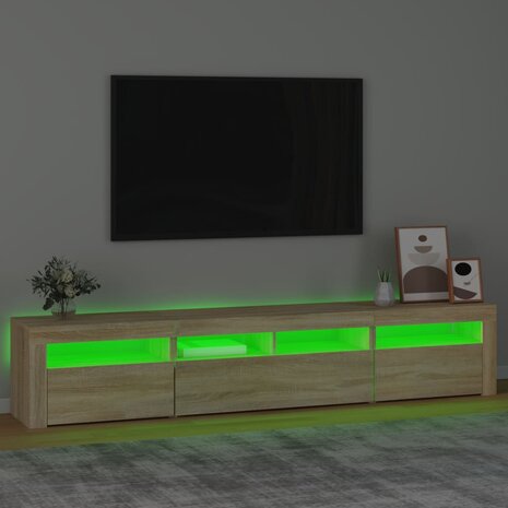 Tv-meubel met LED-verlichting 210x35x40 cm sonoma eikenkleurig 4