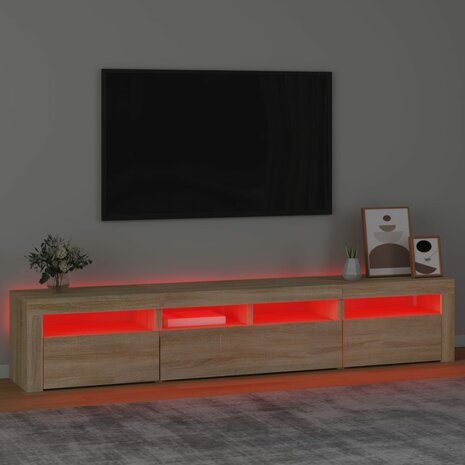 Tv-meubel met LED-verlichting 210x35x40 cm sonoma eikenkleurig 5