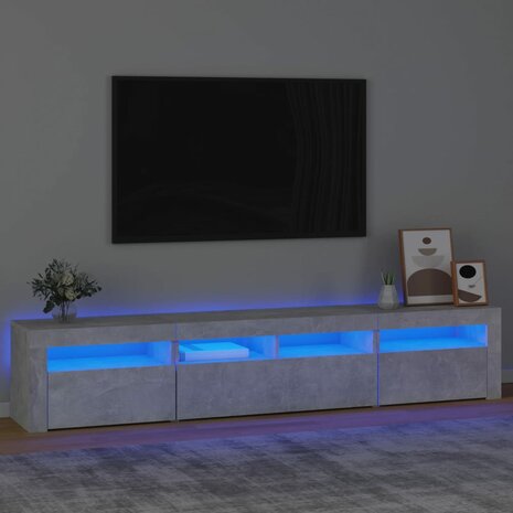 Tv-meubel met LED-verlichting 210x35x40 cm betongrijs 1