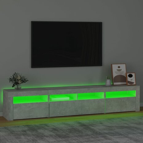 Tv-meubel met LED-verlichting 210x35x40 cm betongrijs 4