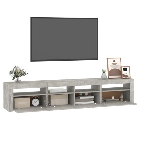 Tv-meubel met LED-verlichting 210x35x40 cm betongrijs 6