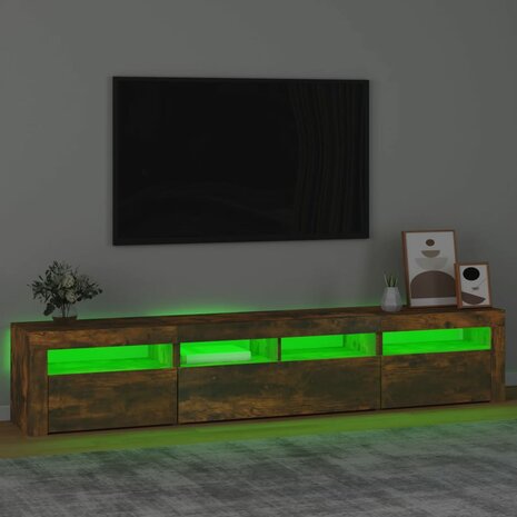 Tv-meubel met LED-verlichting 210x35x40 cm gerookt eikenkleurig 4