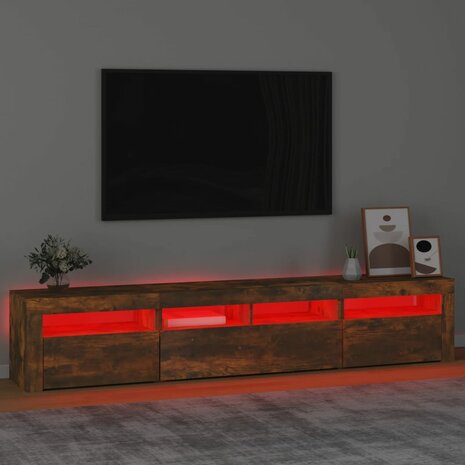 Tv-meubel met LED-verlichting 210x35x40 cm gerookt eikenkleurig 5